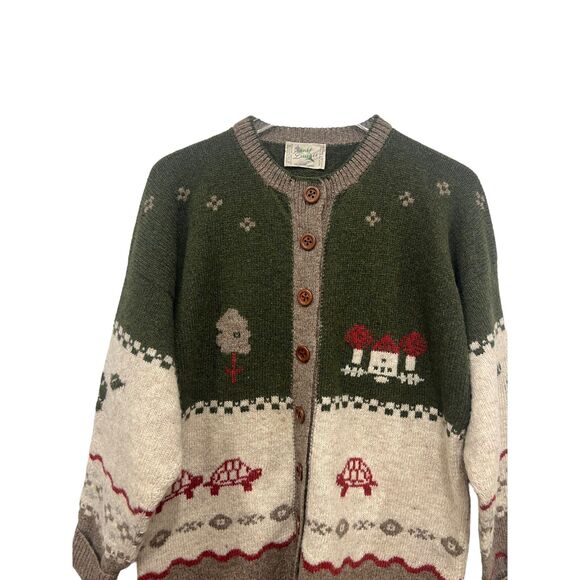 Vtg Annie Laurie Cardigan Sweater Shetland 100% Pure Wool Scotland 1980s Cottage - Picture 10 of 10